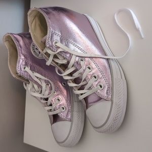 Size 6 Pink Metallic Converse Wedges